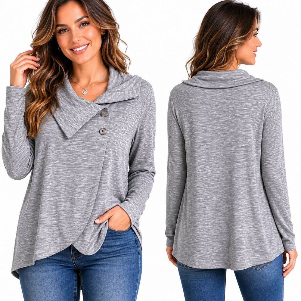 Maurices L Gray Asymmetrical Button Cardigan